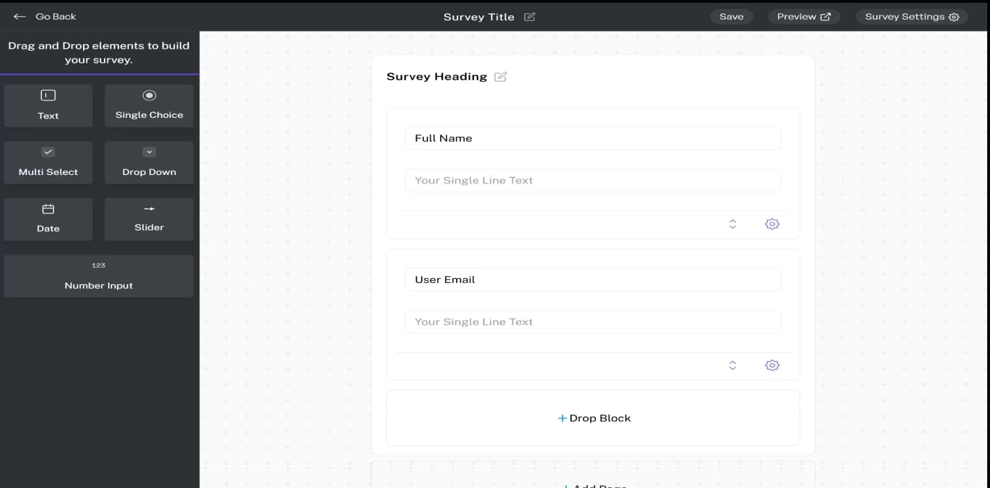 TechMonk's survey builder