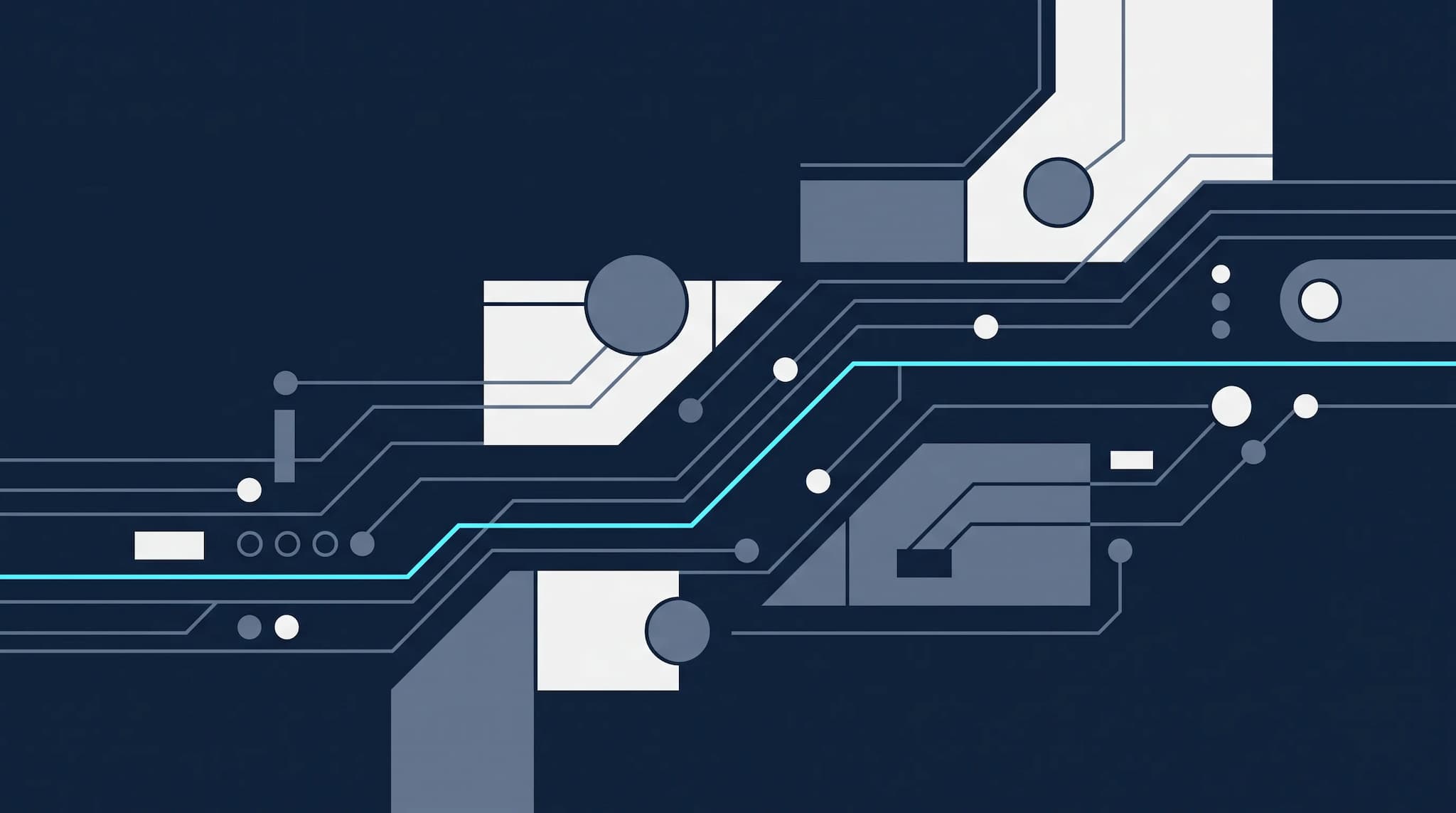 An abstract representation of a self-evolving neural network, showing feedback loops and autonomous growth, with a clean, technological aesthetic.